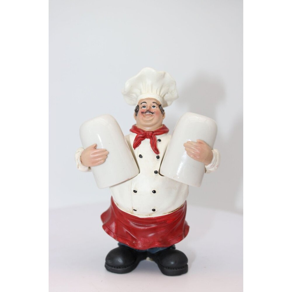 Salt & Pepper Shakers - Italian Chef Figural Holding Shakers